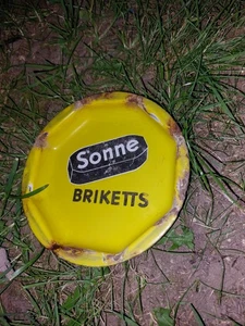 Sonne Brikett Aschenbecher Emaile Reklame Kein Emailleschild Emailschild Antik - Bild 1 von 4