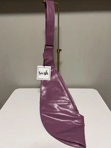 SASH Crossbody Bag Leather Purple Purse Travel Sling Bag Biker - Bild 1 von 8