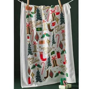 Anthropologie Rifle Paper Co Merry Christmas Dish Towel Cloth Holiday New - Picture 1 of 2