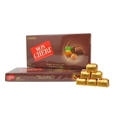 2 pack Ferrero Mon Cheri Hazelnut Chocolates 15 pieces - Image 1 of 4