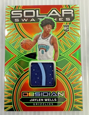 Parche de muestras solares Jaylen Wells 2024-25 Panini obsidiana Green Flood 18/25 radiocontrol Foto 1 de 4