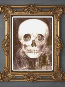 Gothic Skull Illusion Handmade Counted Cross-Stitch Pattern Needlepoint - Picture 1 of 2