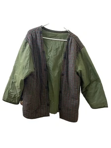 Vintage Primaloft ALBANY INTERNATIONAL Plaid Jacket Liner false green Button XL - Bild 1 von 14