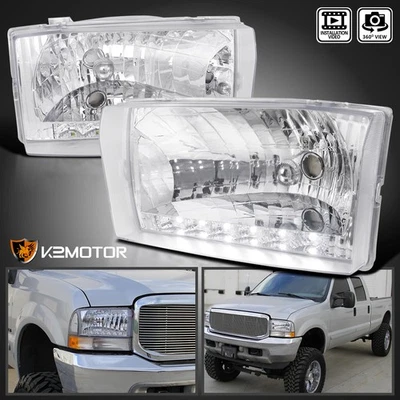 Clear Fits 1999-2004 Ford F250 F350 F450 SuperDuty Excursion Headlights LED Lamp Foto 1 de 4