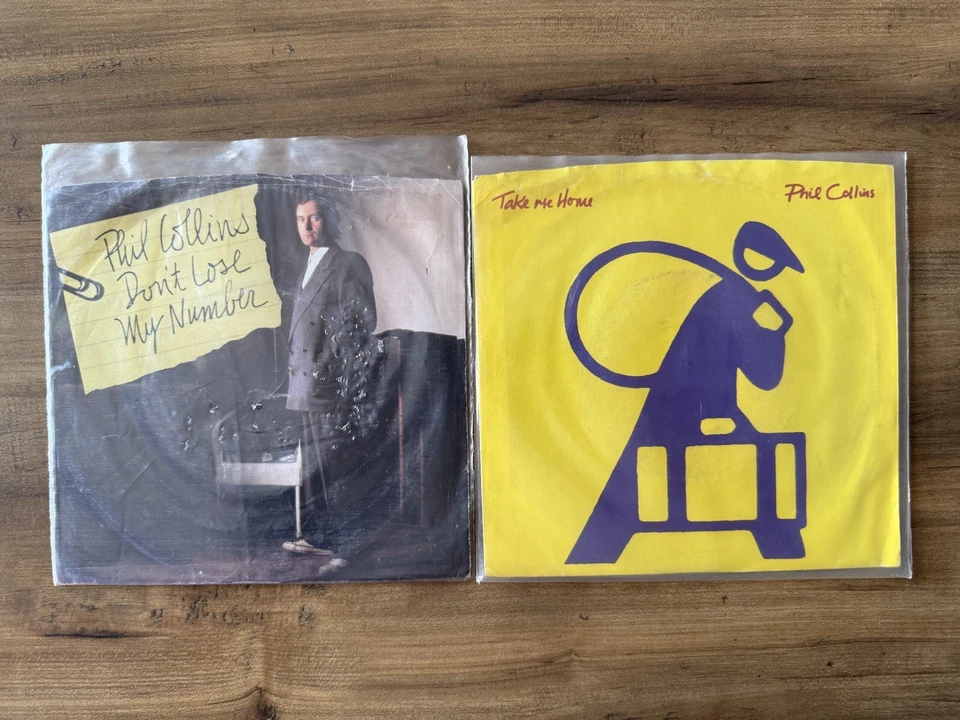 PHIL COLLINS Lot Of 2 7” Vinyl Records ‘Take Me Home’ + ‘Don’t Lose My Number’ - Imagem 1 de 1