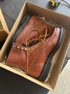 Botas de trabajo vintage Sears sin usar, puntera con cordones, para hombre talla 8 marrón - Imagen 1 de 11