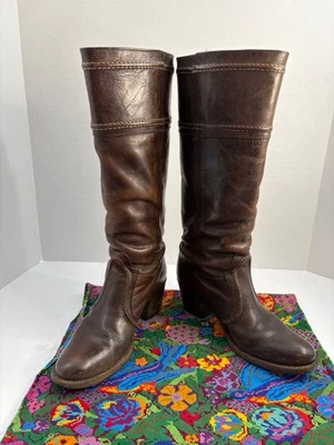 Vintage Frye Women's Thick Leather BOHO Cowgirl Equestrian Riding Boots SZ 8B GC - Image 1 of 4
