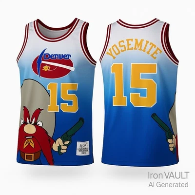 Camiseta deportiva Nikola Jokić Yosemite Sam para hombre SM 15 Denver Nuggets Looney Tunes tocado Foto 1 de 4