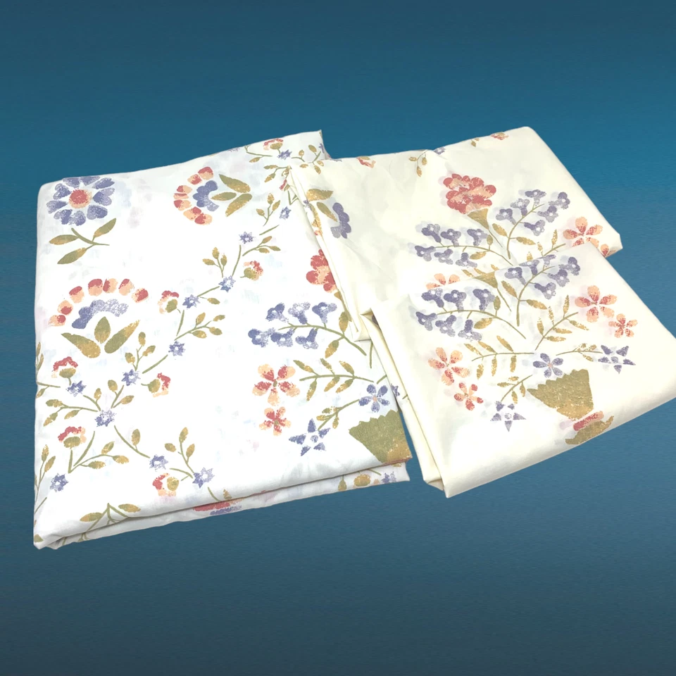 Vintage 1982 Stevens Museum of Folk Art Queen Flat Sheet + 2 Pillowcases Percale - Image 1 of 4