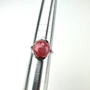 925 Sterling Silber Ring Rhodonit Kugel rosa/rot gemarkt 925 UTC Gr. 11 - Bild 1 von 11