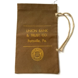 Vintage Rifkin Union Bank & Trust Co Pottsville PA FDIC Canvas Münzpfand Tasche - Bild 1 von 6