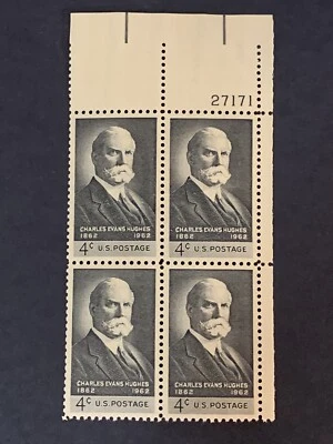 1962 SC #1195 4 Cent PB Charles Evans Hughes, NY Statesman, 1862-1962 UR 27171 - Image 1 of 4