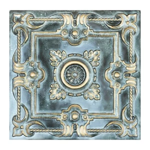 Artistic 3D ceiling tile, Emboss interior wall panel, PL29 Bluish gold 10pcs - Picture 1 of 19