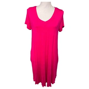 Sweet Pea Tee Shirt Dress Womens Small V Neck Short Sleeve Lightweight Pink - Picture 1 of 6