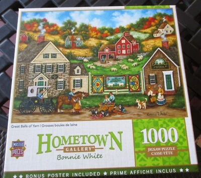 1,000 Piece Bonnie White Art Puzzle" Great Balls of Yarn" 26.75" x 19.75"Hometow - Image 1 of 4