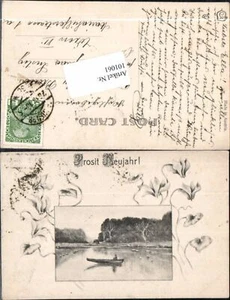 101061,Neujahr Boot am See verziert 1910 - Picture 1 of 1