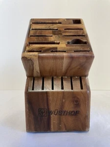 Wusthof 17 Slot Knife Storage Block Solid Natural Wood BLOCK ONLY - Picture 1 of 10