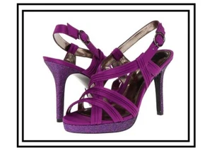 Women's sandals pump purple magenta sling back high heels satin - NWOB - 6.5 M - Picture 1 of 4