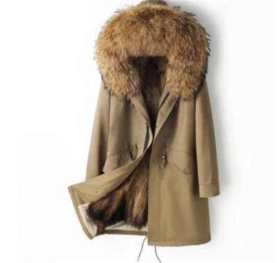 Men's Fox Fur Lining Real Fox Fur Collar Jackets Coats Parka Overcoat Warm - Image 1 of 4