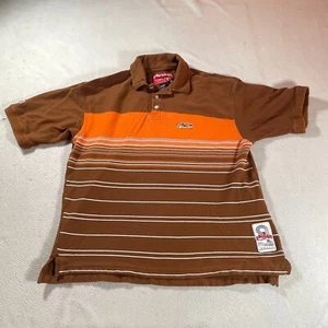 Y2K Academics Polo Uomo Extra Large Marrone Righe Street Wear Baggy Hip - Foto 1 di 14