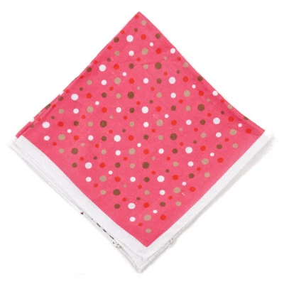 NWT RODA Pink-Olive-White Dot Print Linen Pocket Square - Image 1 of 2