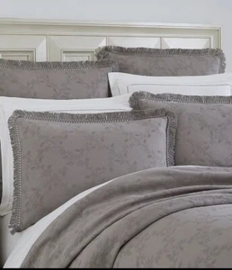 NWT Southern Living Rosewood Grey Matelasse Fringed Full Queen Coverlet Set 3pc - Picture 1 of 6