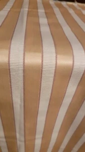 YELLOW CREAM GOLD SATIN STRIPE REMNANT HOME DECOR FABRIC - Picture 1 of 3
