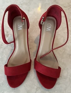 C&M (CAMILLA & MARC) 9W Red Faux Leather 1 strap High Heel Dress Shoes FAST SHIP - Picture 1 of 9