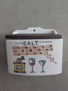 Porta Sale Vintage Rivestito Ceramica e Legno Cucina Re Giappone Appeso a Parete - Foto 1 di 6