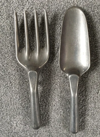 Vintage Tramontina Brasil Four Tine Garden Fork & Hand Trowel Planting Aluminum Cover