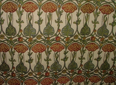 Red Rennie Mackintosh Art Nouveau Jacquard Fabric Curtain Upholstery Cushion Use - Image 1 of 4