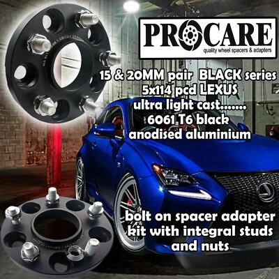 15 mm espaciadores de rueda de aleación hubcentric 5x114.3 PARA LEXUS IS200 IS250 IS300 PROCARE Foto 1 de 4