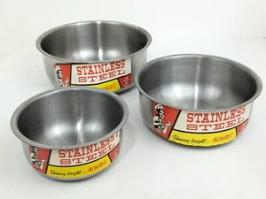 Holmar Stainless Steel Mixing Bowl Nesting Set w/ D-Rings Japan Vintage Lot of 3 - Picture 1 of 24