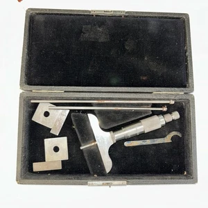 L.S. STARRETT NO 440 A DEPTH GAUGE MICROMETER USA Vintage Aged Works In Box C25 - Picture 1 of 6