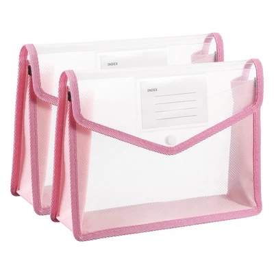2 Pack B5 Plastic File Folders with Snap Closure, Pink, Horizontal - Image 1 of 4