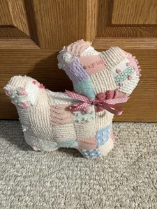 Handmade Vintage Chenille Bedspread Variety Of Squares Patchwork Dog - Picture 1 of 2