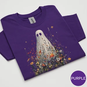 Ghost in Wildflowers Otoño Floral Halloween Gildan Camisa Gráfica Camiseta Sudadera - Imagen 1 de 5