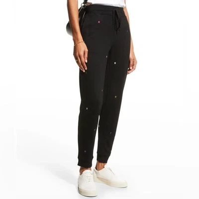 Calça de moletom Rails Oakland bordada estrela preta jato feminina M calça lounge confortável - Imagem 1 de 4