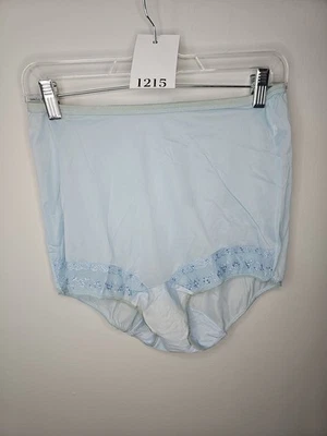 复古 Vanity Fair Tricot Pillowtab 蓝色尼龙内裤蕾丝细节尺寸 6 — 第 1/4 张图片
