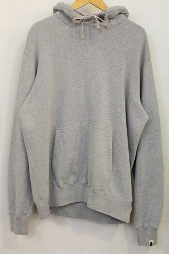 A BATHING APE (BAPE) Felpa con cappuccio uomo A Bathing Ape L grigia usata C macchia sbiadita