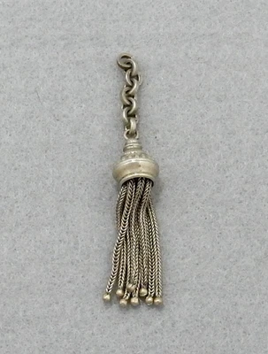 German Silver Albertina Pocket Watch Chain Tassel Fob Vintage Antique c 1910 - Image 1 of 4