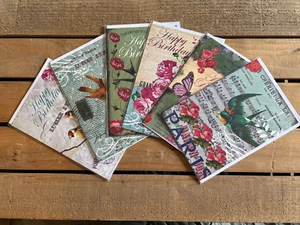 6 x Geburtstagskarten Vintage Style Illustration - Bild 1 von 7