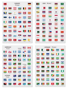 Gommettes Drapeaux 5 continents 1,6 x 1,8 cm 214 pièces - Imagen 1 de 1