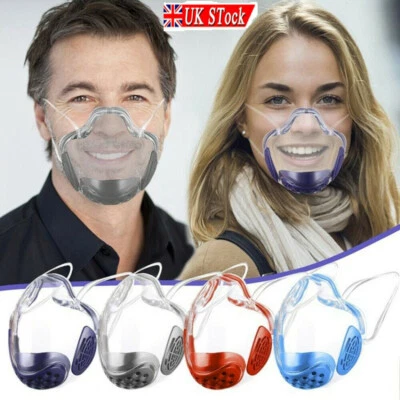HQ Transparent Face Mask Shield Mouth Lip Expression Breathing Mask Anti-Fog UK - Image 1 of 4