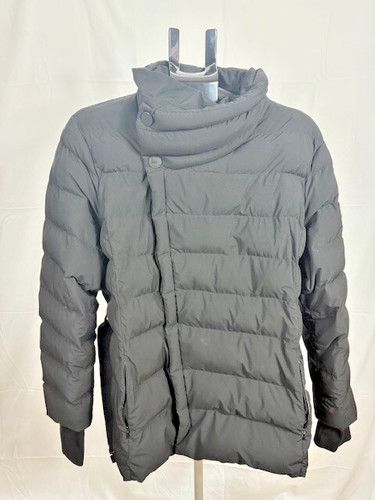 MICHAEL KORS PREMIUM PIUMINO MISTO TAGLIA XXL NERO GIACCA ZIP CON BOTTONI A PRESSIONE e cintura