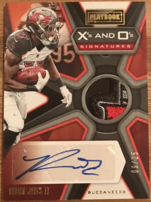 2019 Panini Playbook X’s & O’s Signatures Patches Ronald Jones II #’d 09/25 - Image 1 of 2