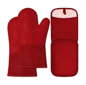 4er Set Silikon Ofenhandschuhe & Topflappen Küche Backhandschuhe Hitzebeständig - Bild 1 von 7