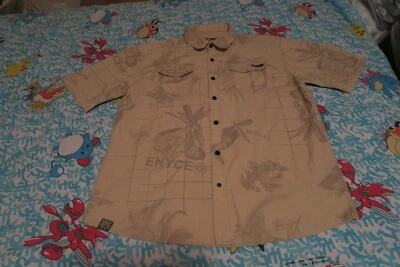 ENYCE Aloha Shirt 2XL Hula Girl Palm Tree Toucan Hawaii Jungle Safari Pockets - Image 1 of 4