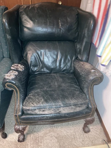 final offer antique leather wingback chair Cover