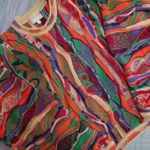 COOGI sweater 3D knit US S 100% Cotton Vintage Multicolor Body width 65cm - Picture 1 of 7